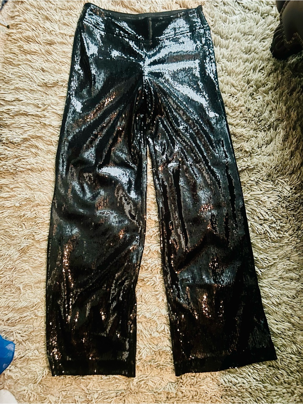 Cache Black Sequin Wide Leg Pants